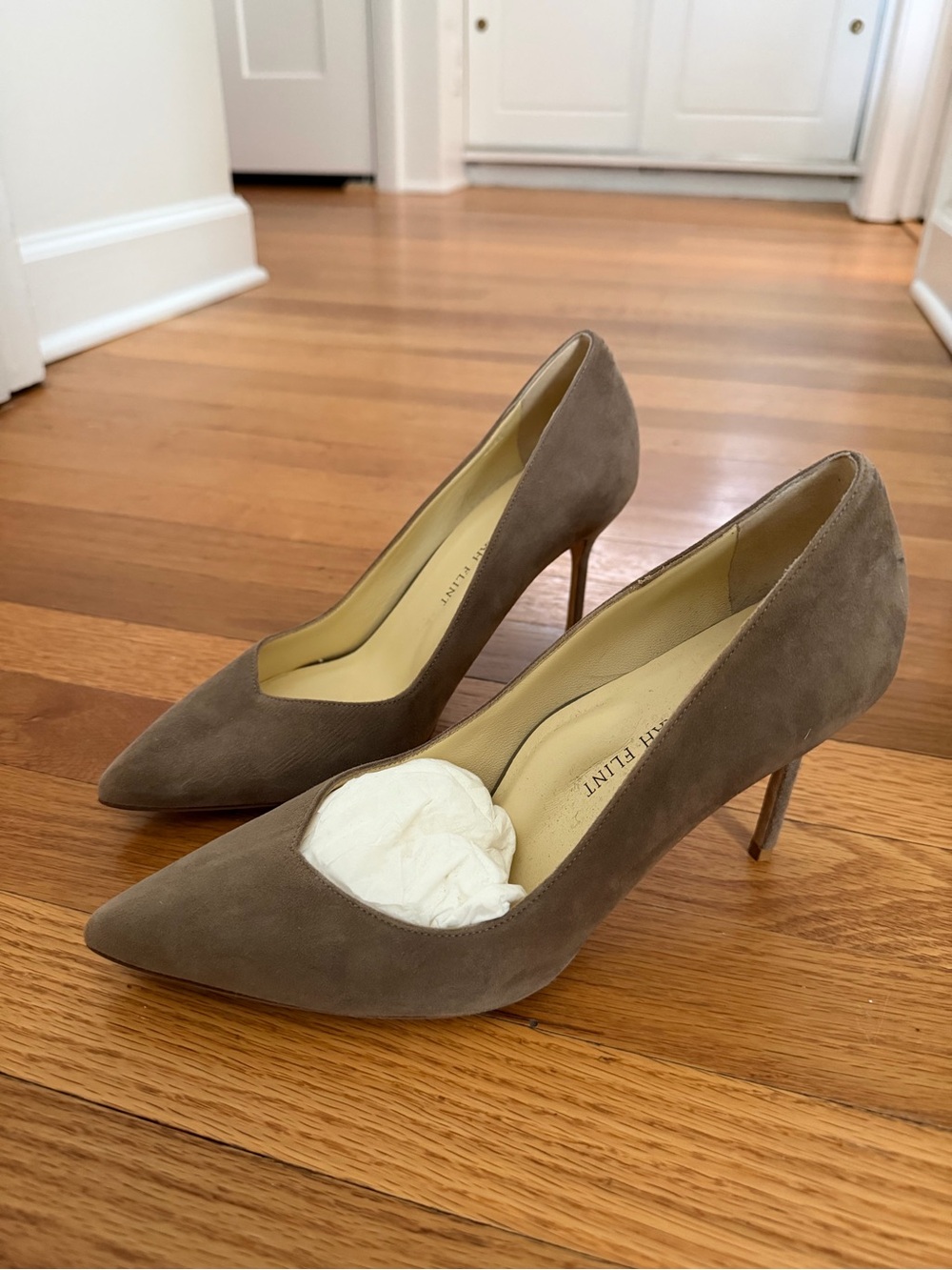 Sarah Flint Taupe Suede Pointed-Toe Stilettos
